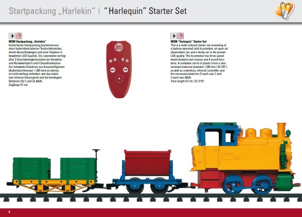 Auszug aus dem PDF File von Mrklin - Harlekin Zug fr Kinder mit Batteriebetrieb ber einen kleinen Handsender steuerbar! 