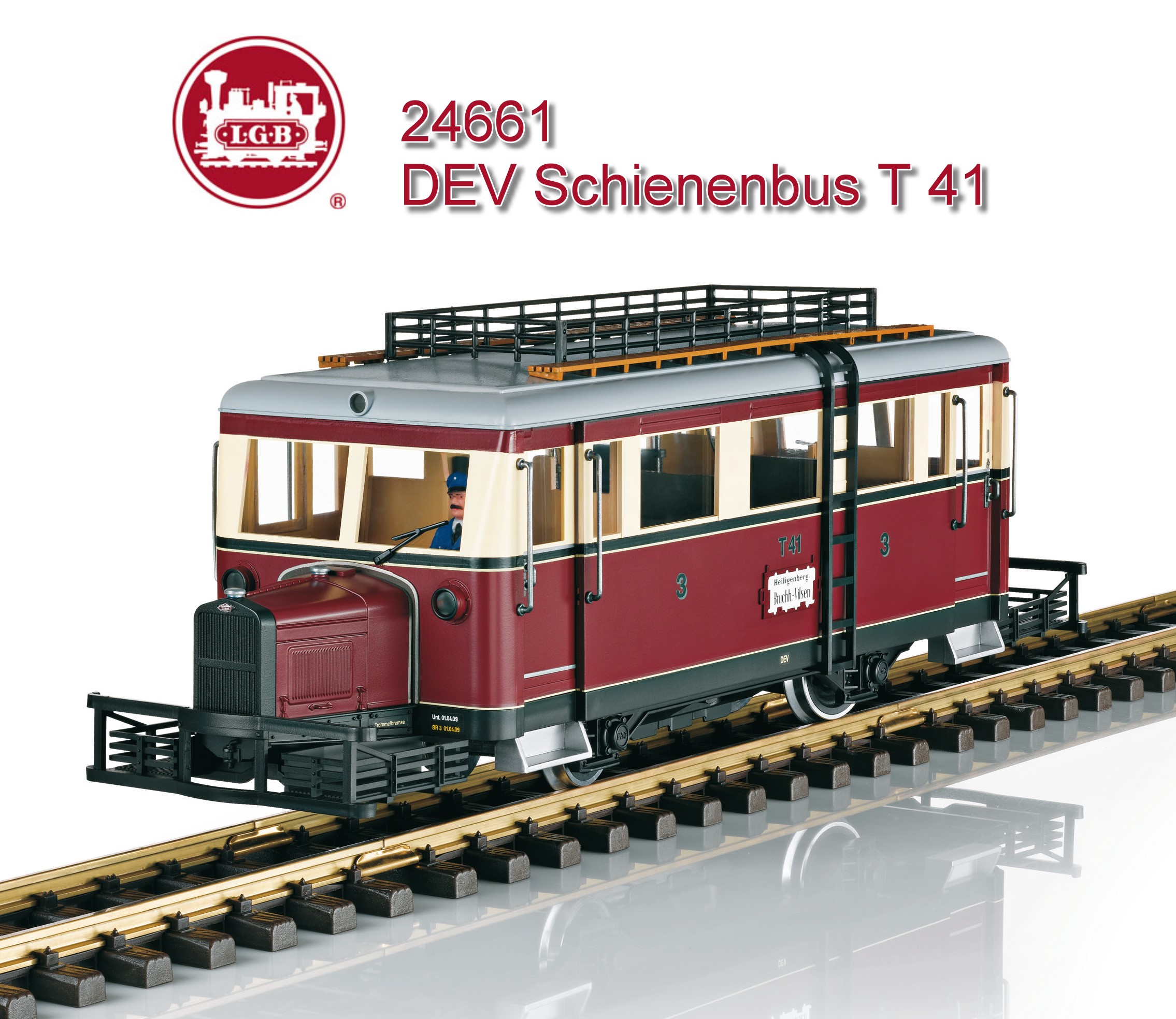 LGB Art. Nr. 24661 - Modell des Wismarer Schienenbuses T41 in dunkelrot / elfenbein