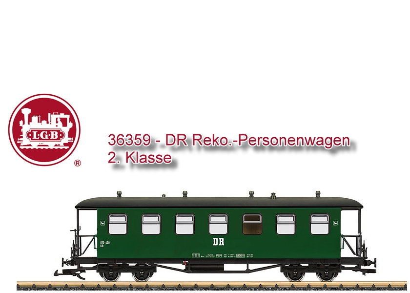 LGB Art. Nr. 36359 - REKO-Personenwagen 2. Klasse - DR - Deutsche Reichsbahn, Schmalspur, Deutschland