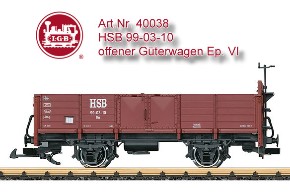 LGB Art. Nr. 40038 - HSB 99-03-10 , offener Gterwagen HSB - Herbstneuheit 2016 LGB 