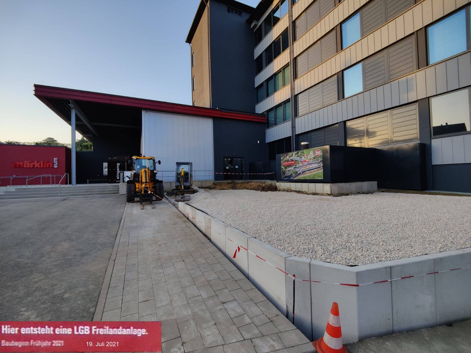 Bautenstand der LGB Anlage am Märklineum in Göppingen vom 19.07.2021