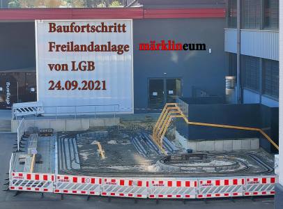 Baufortschritt - 24.09.2021 -  der LGB® Freilandanlage am märklineum. 