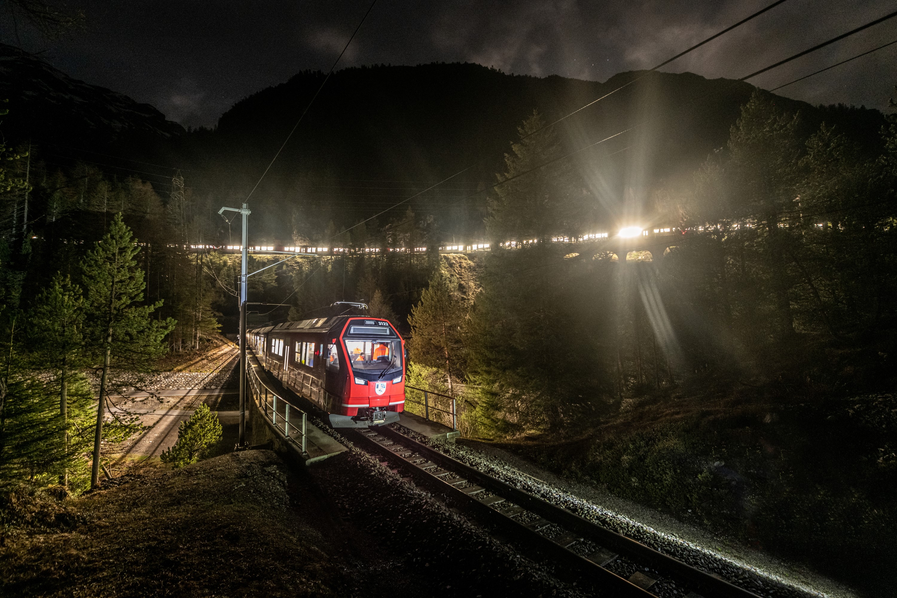 Foto: RhB - © Rhätische Bahn - öffentliche Werbung - der Probelauf zum Weltrekordversuch am 09. Mai 2022. 