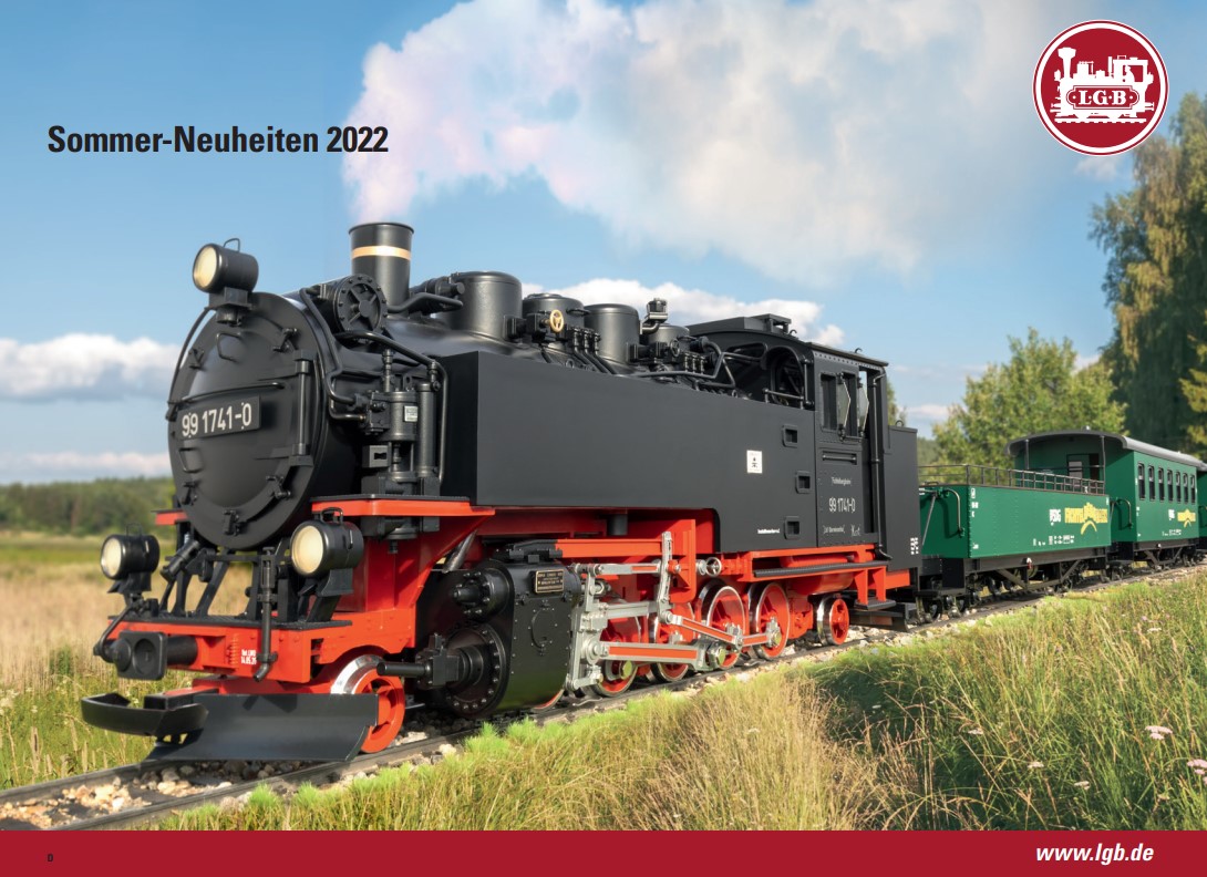 LGB - Sommer-Neuheiten 2022. Zug der Fichtelbergbahn und ein Schiebewandwagen der RhB. 