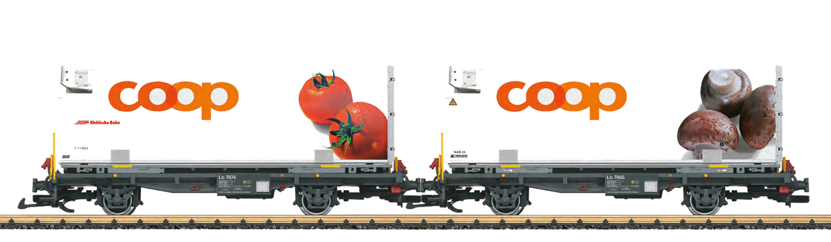 LGB Art. Nr. 45888 - RhB Containerwagen coop - Tomate - Pilze