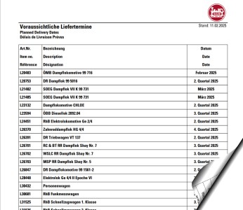 LGB - Lieferterminliste 11.2.2025 