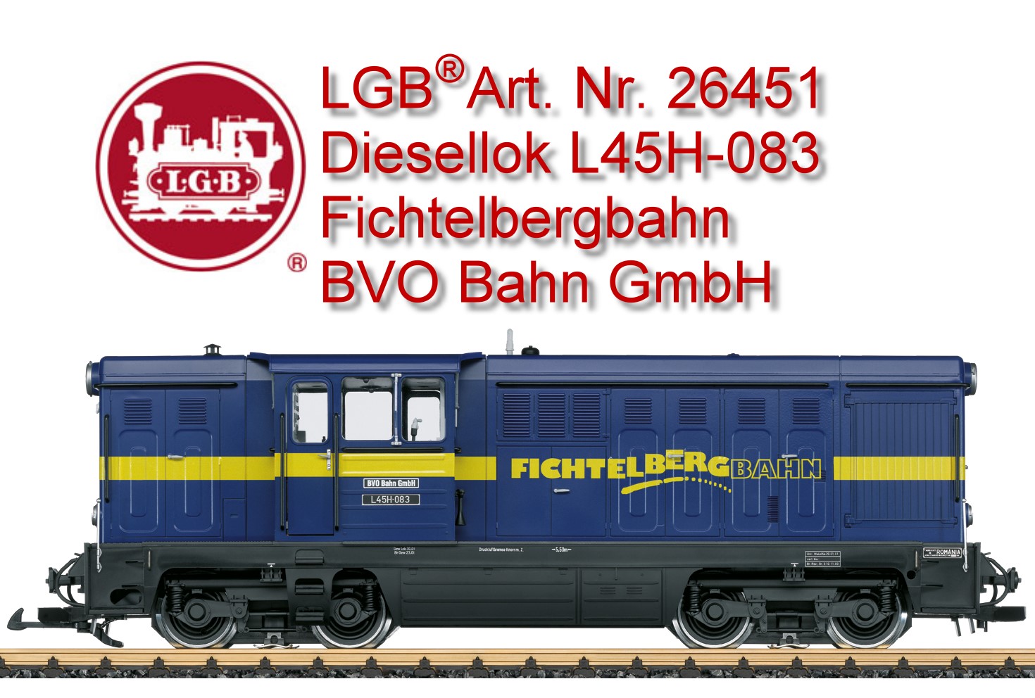 LGB Art. Nr. 20325 - Modell der Diesellok der Baureihe V 10C mit der Betriebsnummer 199 008-4. Originalgetreue Farbgebung und Beschriftung der Epoche VI, wie die Maschine aktuell in Betrieb ist. Alle Rads�tze mit einem leistungsstarken B�hler-Motor angetrieben, Haftreifen. Ausger�stet mit einem mfx/DCC-Sounddecoder mit vielen Licht- und Soundfunktionen. F�hrerstandst�ren zum �ffnen. L�nge �ber Puffer 29 cm.