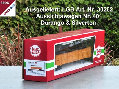 Sommerneuheit 2026: LGB Art. Nr. 30262 - Aussichtswagen US - Durango & Silverton