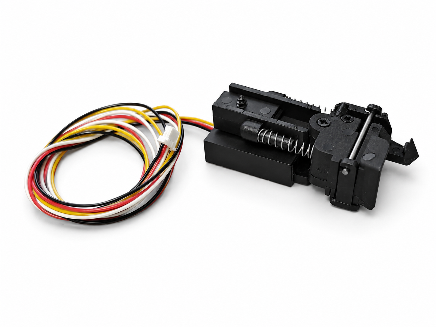 So sieht die neue elektrische Lindenbergkupplung aus. Gut zu erkennen der Haken der �ber den bekannten und bew�hrten Schrittmotor von mXion den Entkupplungsvorgang elektrisch einleitet. Somit kann die elektrische Kupplung in die Lok oder einen Wagen eingebaut werden.