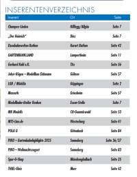 Inserentenverzeichnis - Spur G Magazin Nr. 34
