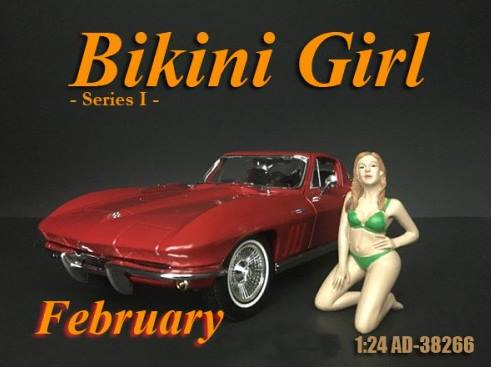 American Diorama- Art. Nr. 38266 - Bikini Girl - Februar- Girl knied mit einem Arm in der Hfte und einer Hand auf dem Oberschenkel. Grner Bikini.