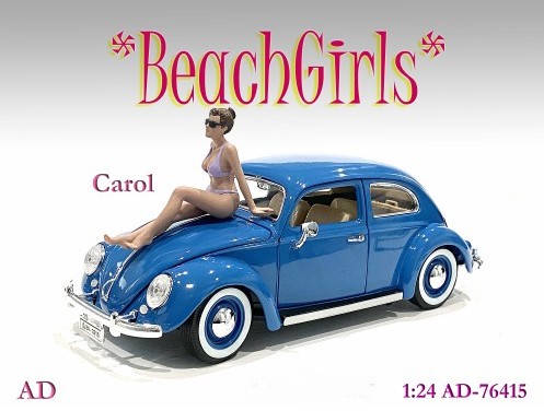 American Diorama, Beach Girl, Standmädchen Carol, Sonnenbrille, fliederfarbiger Bikini, sitzende Figur, 