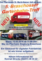 5. Braschosser Gartenbahn-Treff am 12.03.2016 - 11:00 Uhr bis Ende. 