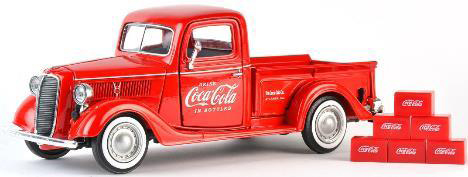 Art. Nr. 424065 - 1937 FORD  Pickup mit 6 Coca Cola Kisten  - Motorhaube kann abgehoben werden.