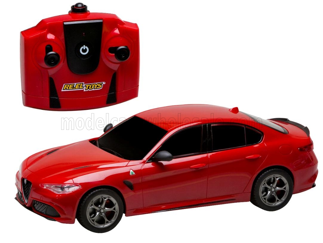 Automodell in 1:24 mit Funkfernsteuerung - RC-Control. Alfa Romeo Giulia, Quadrifoglio, rot von Re-el Toys