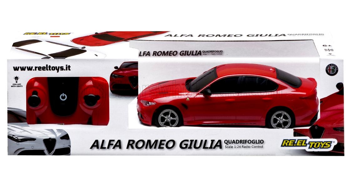 Automodell in 1:24 mit Funkfernsteuerung - RC-Control. Alfa Romeo Giulia, Quadrifoglio, rot von Re-el Toys