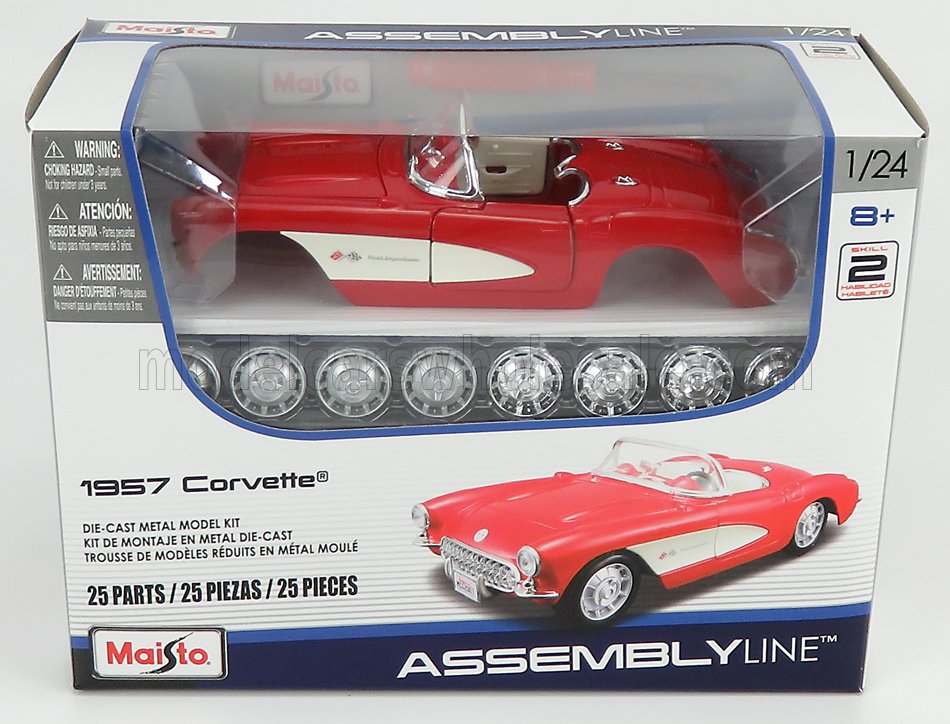 Maisto 1/24 - Chevrolet - Corvette Spider 1957 - Rot-weiß - Bestellnummer: 39275-KIT