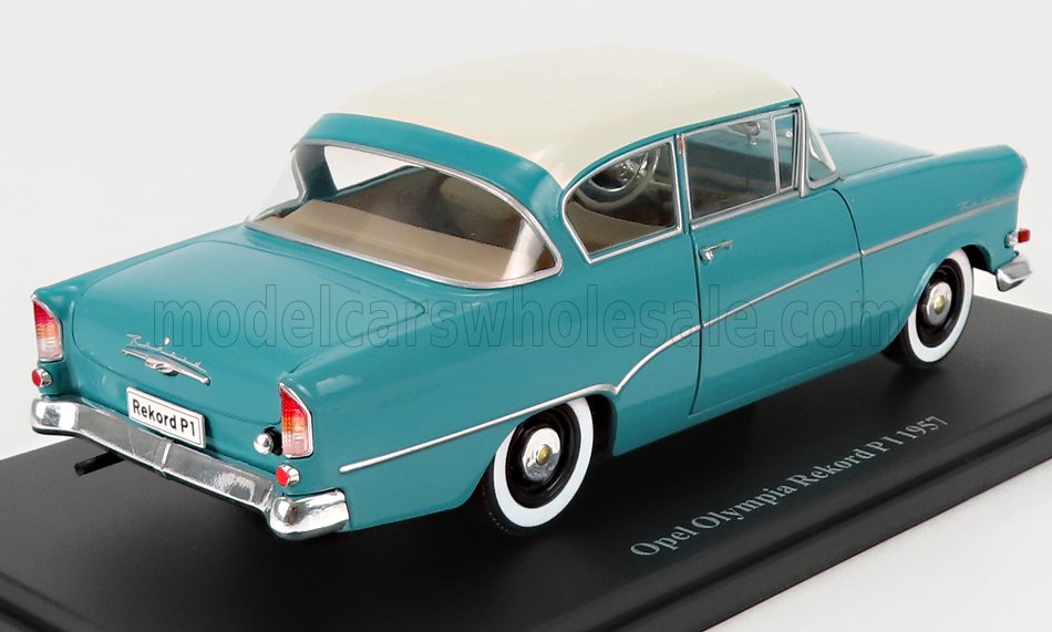 Edicola, Hachette-Opel-Kollektion, Olympia, Opel Olympia Rekord P1, 1957, türkis-weiss, 156388, AB24P002