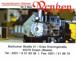Vistienkarte von Modellbahn-Atelier-Renken - Inh. A. Meyer - Essen 