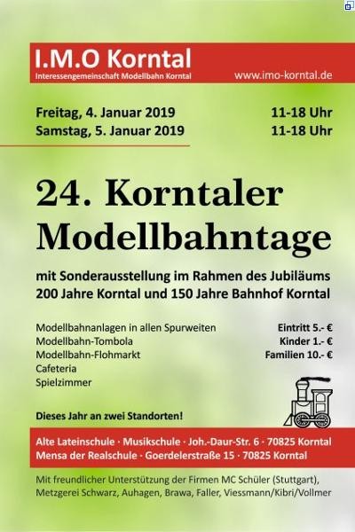 Plakat fr die Ausstellung I.M.O. Korntal - 24. Korntaler Modellbahntage!