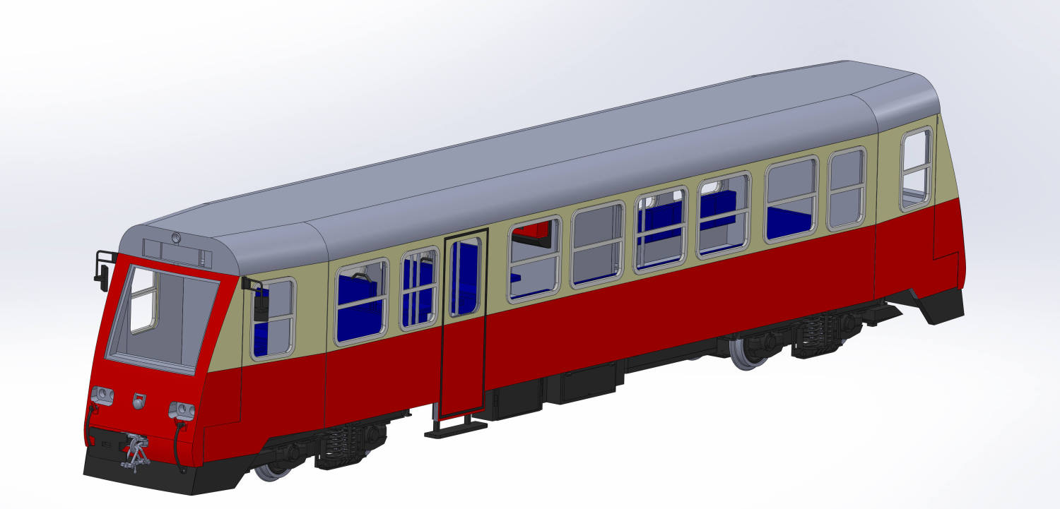CAD Konstruktion des Modells HSB 187016 - Triebwagen - Bild von Ed´s Gartenbahn