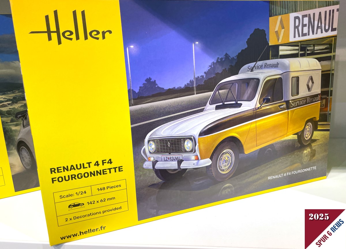 Demnchst schon im Handel erhltlich. Renault 4 F4 Fourgonnette im Mastab 1:24 mit 128 Teilen und zwei Dekorationsaufkleber. 