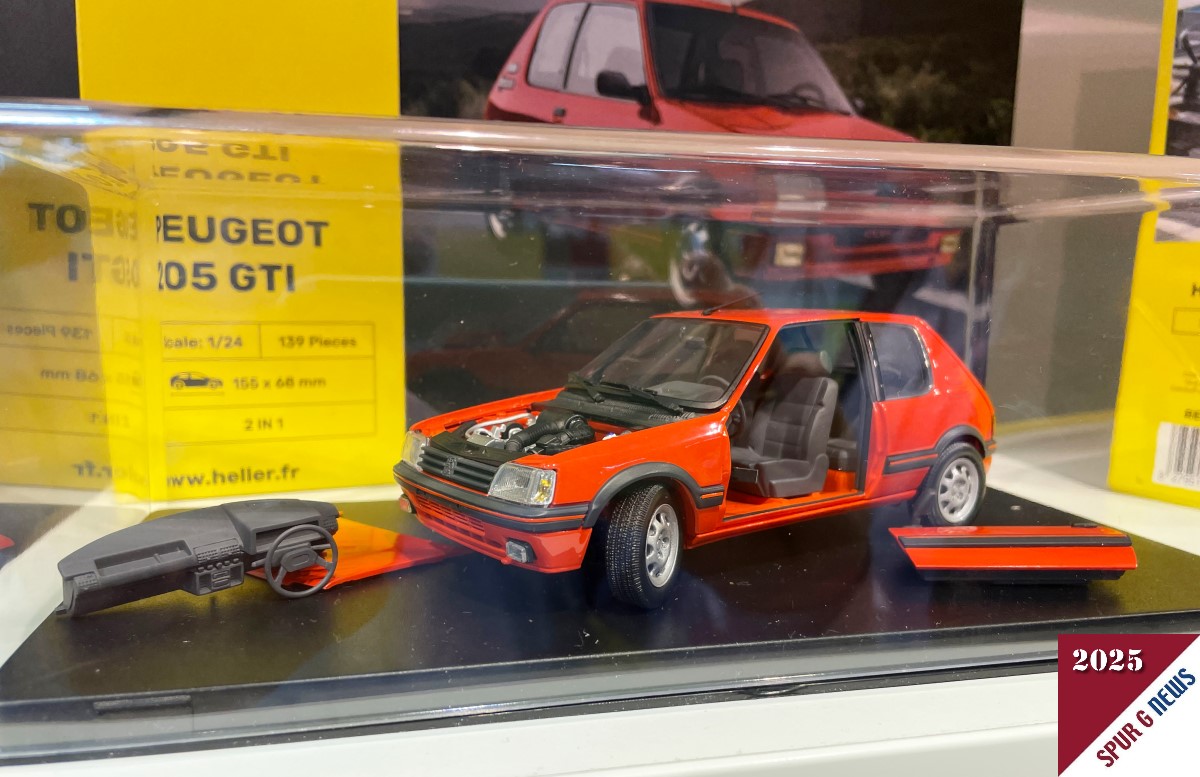 Peugeot 205 GTI ein legendres franzsischen Kultauto - hnlich dem Golf GTI. Als Bausatz soll das Kunststoffmodell in 1:24 im Sommer 2025 geliefert werden. 