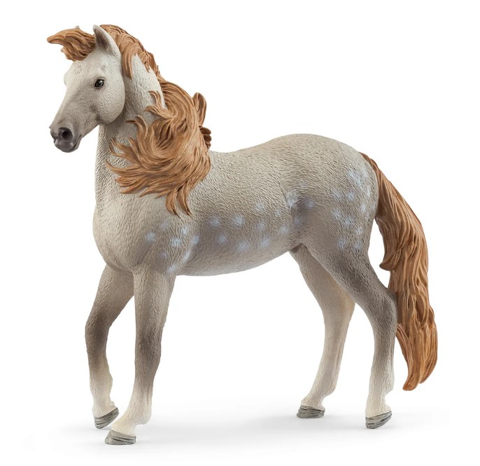 Schleich Neuheit 2025 - Art. Nr.14895 - Andalusier Hengst , Der Andalusier Hengst ist ein bildschner Schimmel. Mit seinen hbschen, weien Flecken auf den Flanken und dem Bauch sieht er einfach prchtig aus. Er hat eine wunderschne, dichte Mhne. Sie wallt ihm in dicken, hellbraunen Locken und den Hals. Vergngt blht er die weichen Nstern. Es ist windig heute!