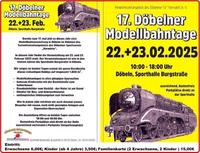 Danke an Familie Fanke fr die Bekanntgabe der 17. Dbelner Modellbahntage am 22. und 23.02.2025. 