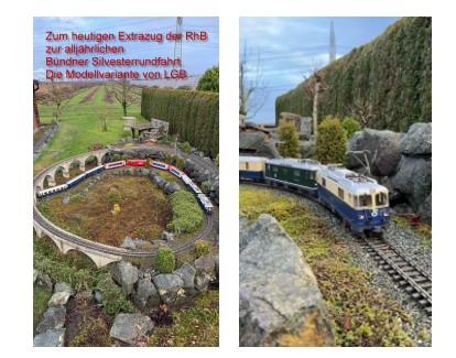 Danke an Hendrik Hauschild f�r das Video zum heutigen RhB Extrazug der B�ndner Silvesterrundfahrt mit der LGB Gartenbahn 