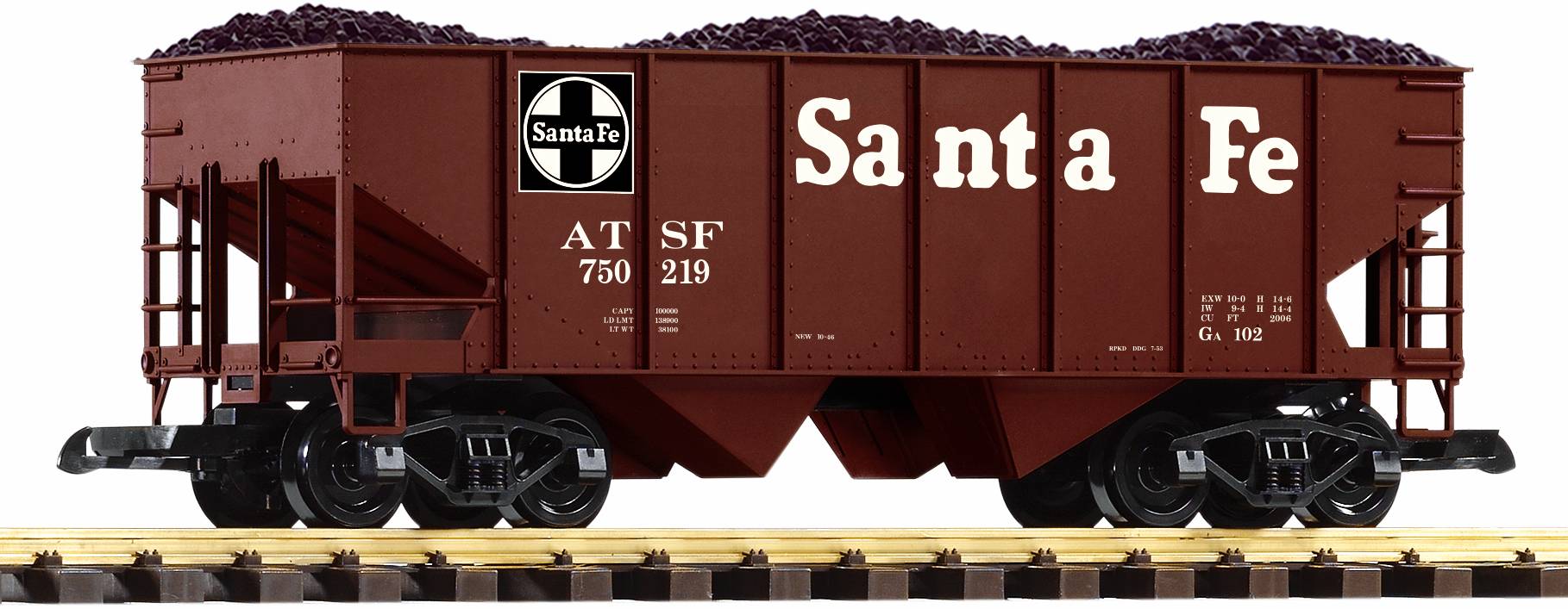 PIKO Art. Nr. 38918 - Druckvariante des Schüttgutwagens im Design der US Bahngesellschaft Santa Fe mit Kohleladung