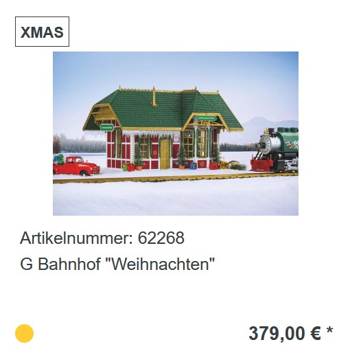 Zubehr zum Weihnachtszug: G Bahnhof "Weihnachten" - Art. Nr. 62268