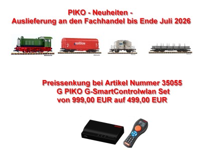 PIKO Neuheiten 2026 - Auslieferung Juli 2026 an den Fachhandel  