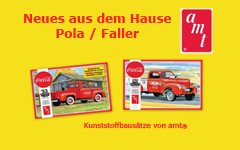 Neue Modellautos - Bausätze - passend zur Coca Cola Serie von LGB - aus dem Hause POLA / Faller von amt