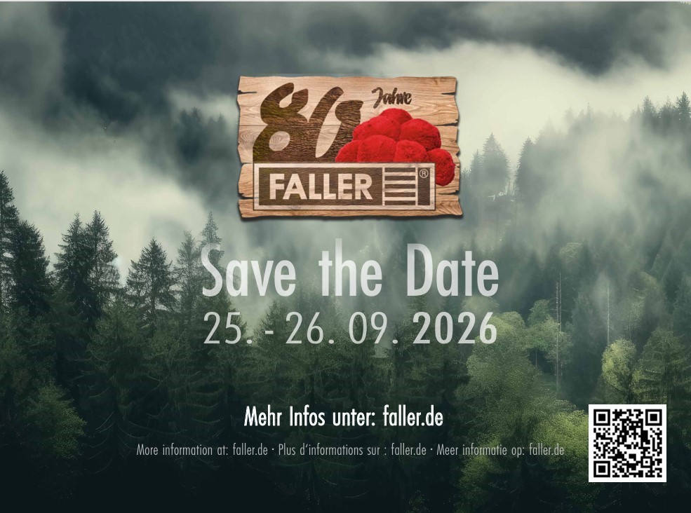 Mit diesem Plakat hat Faller, zu dem auch POLA geh�rt, im September zum 80j�hrigen eingeladen. Danke an Sebastian von den Gartenbahnfreunden Grub der das Jubil�um besuchte und uns die Bilder �bermittelte. 