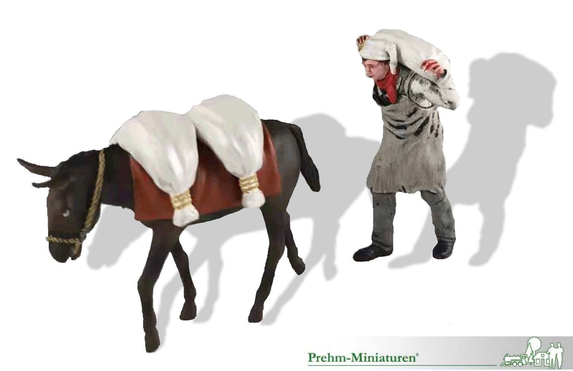 Mller mit Esel und Mehlscken fr die POLA Mhle - Prehm-Miniaturen Neuheit 2021 - Art. Nr. 500604