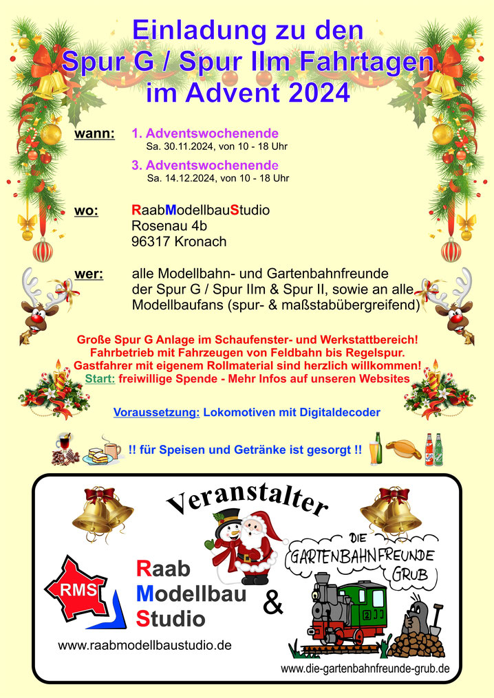 2 x Adventsfahrtage im Modellbaustudio Raab in Kronach am 30.11. und am 14.12.2024