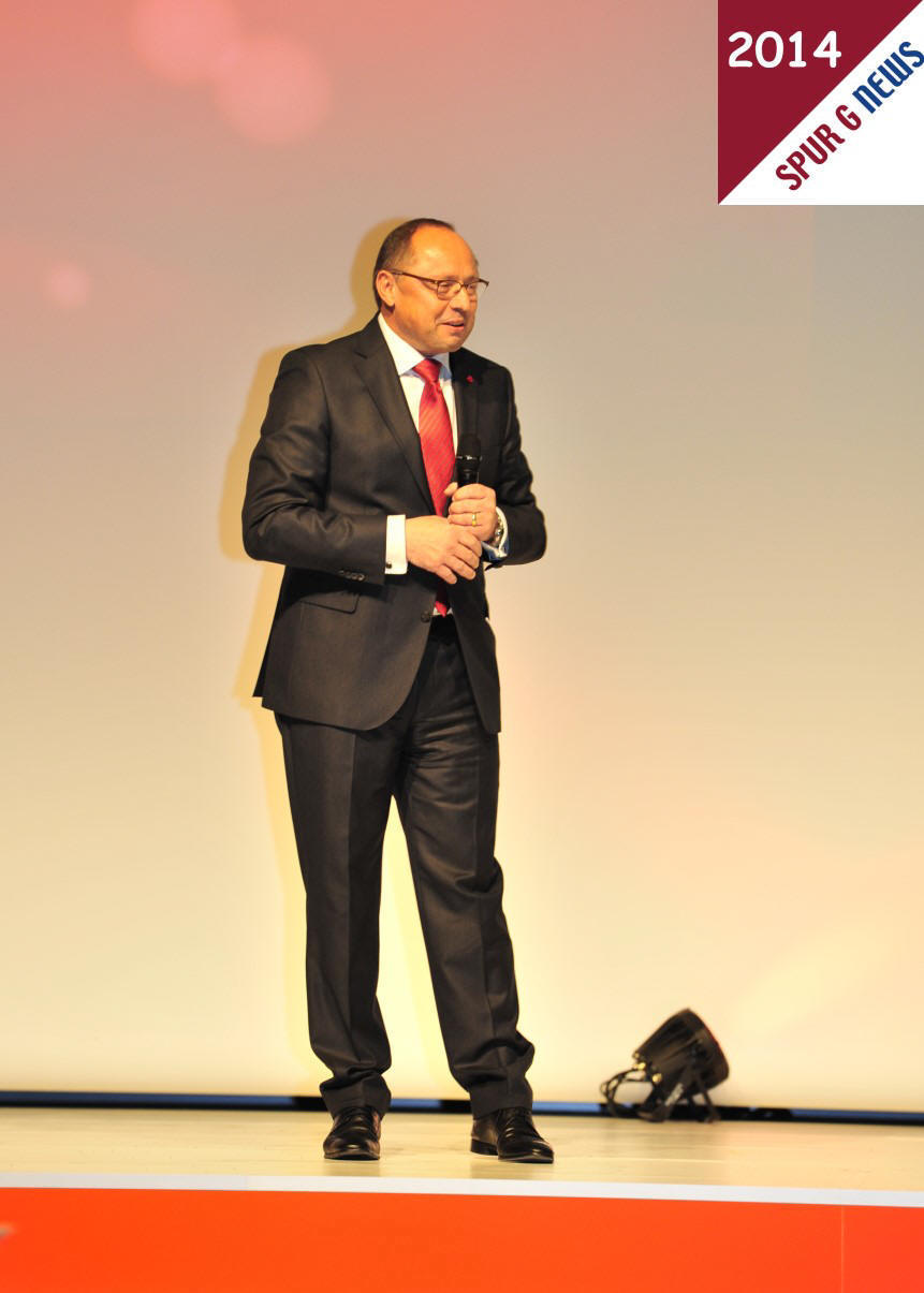  Herr Ernst Kick, Vorstandsvorsitzender der Spielwarenmesse e.G. in Nrnberg bei seiner Abschlussrede auf der Erffnungsfeier der internationalen Spielwarenmesse 2014 in Nrnberg. 