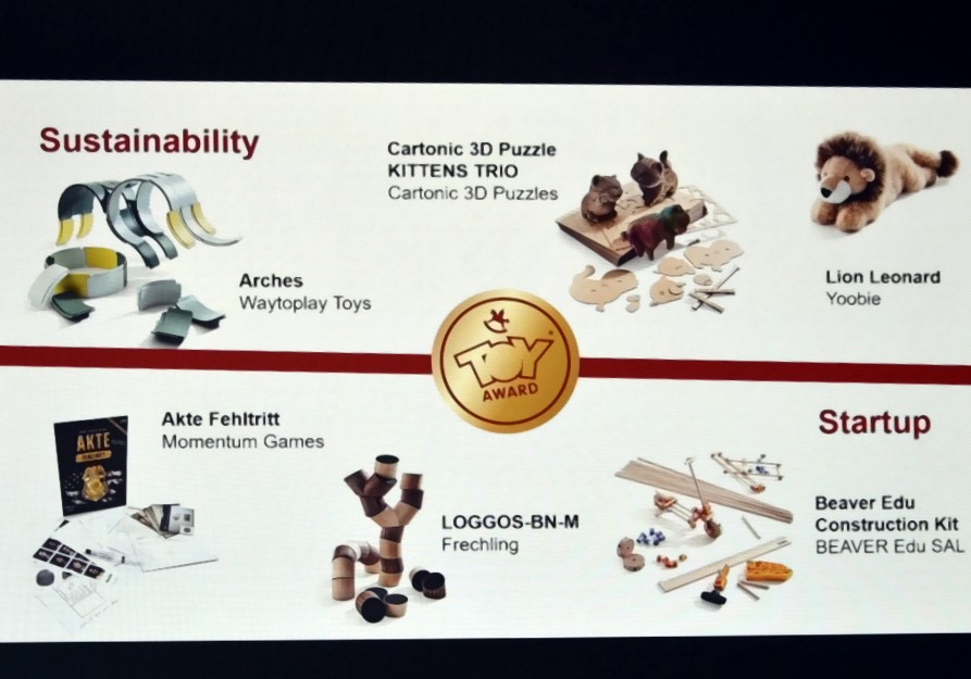 Im Bereich Sustainability (Nachhaltigkeit) und Startup wurden jeweils drei Spiele bzw. Spielzeuge nominiert. 