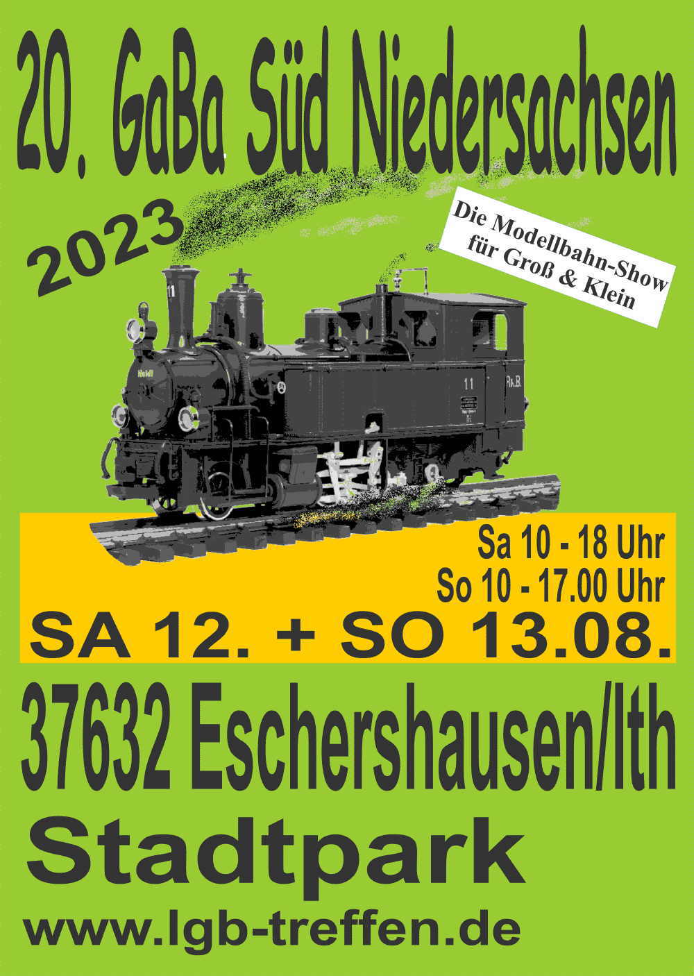 20. Gartenbahntreffen Süd Niedersachsen in Escherhausen/Ith am 12. und 13.08.2023. 