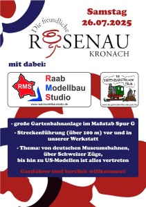 Gartenbahnveranstaltung in Kronach am Samstag, 26. Juli 2025 