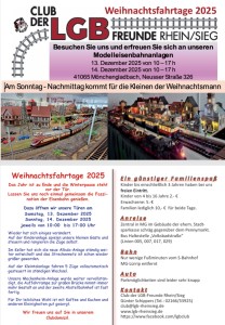 Club der LGB Freunde Rhein Sieg: Weihnachtsfahrtage 2025 - 13.und 14. Dezember 2025 