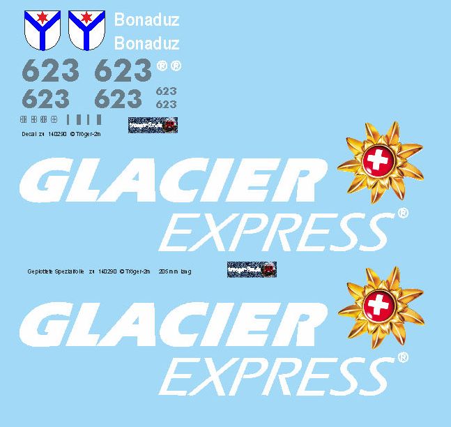 troeger-2m , Beschriftungssatz fr Ge 4/4 II - Nr. 623 - Bonaduz - Glacier Express