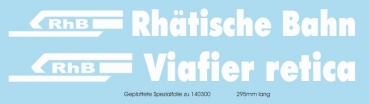 geplottete Spezialfolie mit Schriftzug zu Artikelnummer 140300 fr Ge 4/4 II 618 Bergn mit Werbung "Rhtische Bahn". 