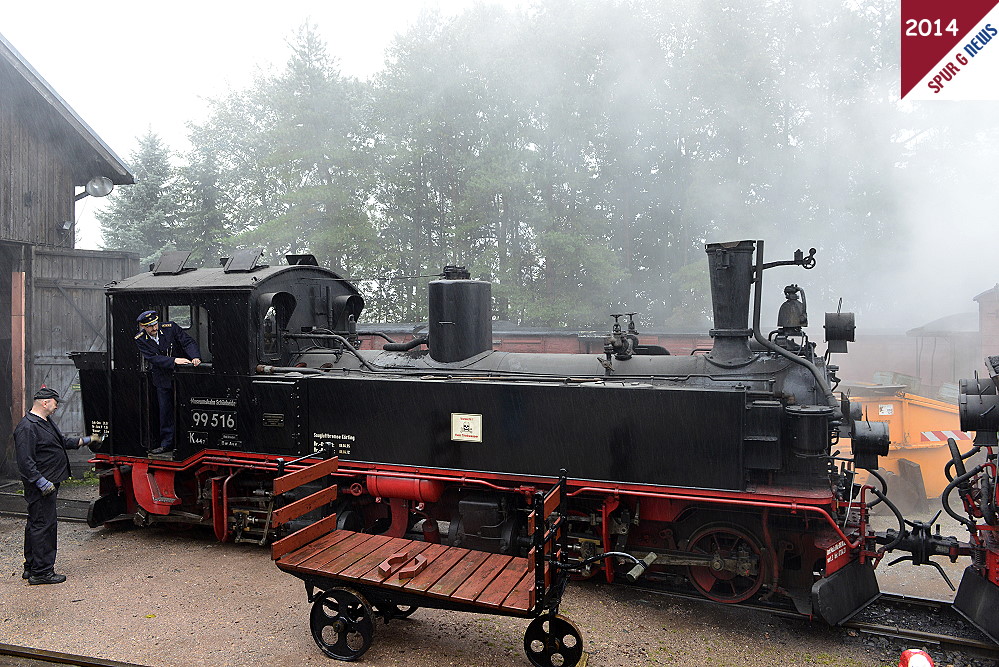 Lokomotive Antriebsart Meyer, schsische IV K Gelenklokomotive - Nr. 99 516 der Museumsbahn Schnheide in Sachsen. 
