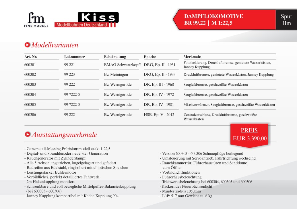 Download Prospekt Harzer Schmalsurbahnen 99.22 - Fine Models - Kiss Deutschland