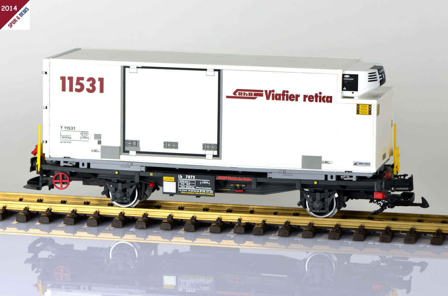 LGB Neuheit 2014 - Art. Nr. 41891 L - RhB Container Tragwagen mit weiem RhB Container 11531