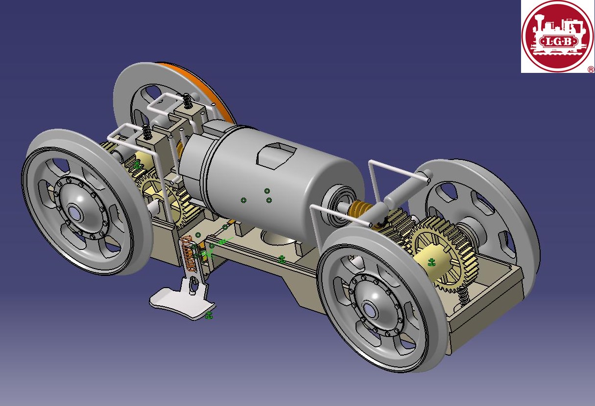 CAD Konstruktion des neuen Getriebes fr die E-10 und BR 139 von LGB. Art. Nr. E 244 653. 