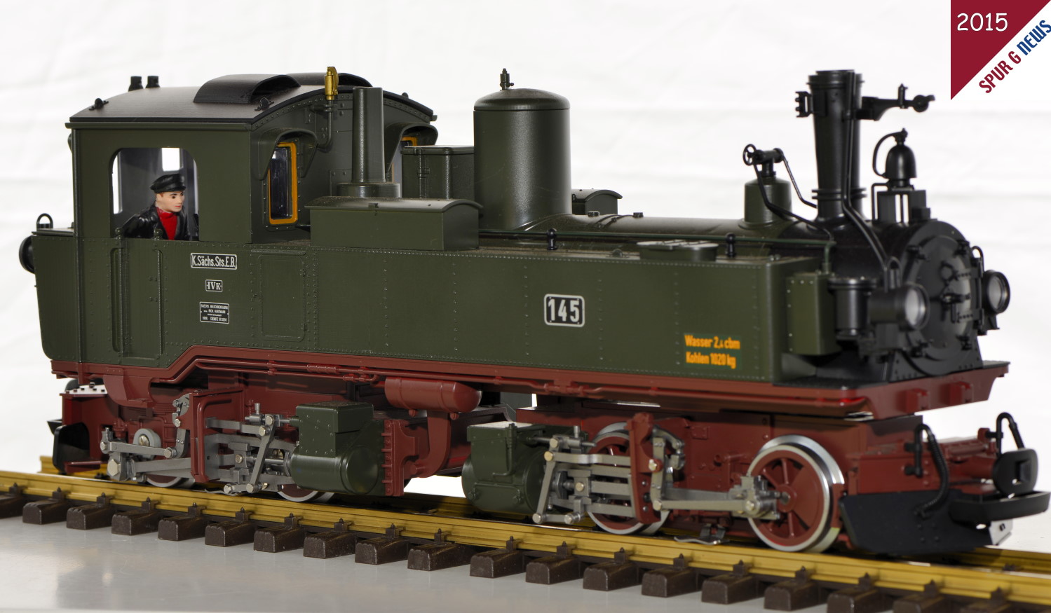 Das Handmuster der auf 399 Stck limitierten und 999 EUR kostenden LGB Lokomotive IV K Nr. 145 (LGB-Art. Nr. 26842)  im Mastab 1:22,5. Fotografiert beim Jahrestreffen der Gartenbahnfreunde Ith in Eschershausen an der Ith.