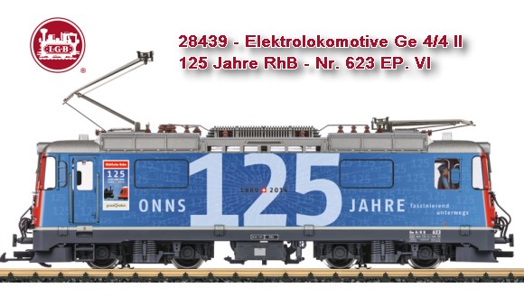 LGB Art.Nr. 28439 - Ge 4/4 II Nr. 623 mit Beschriftung: 125 Jahre Rhtische Bahn (RhB) 
